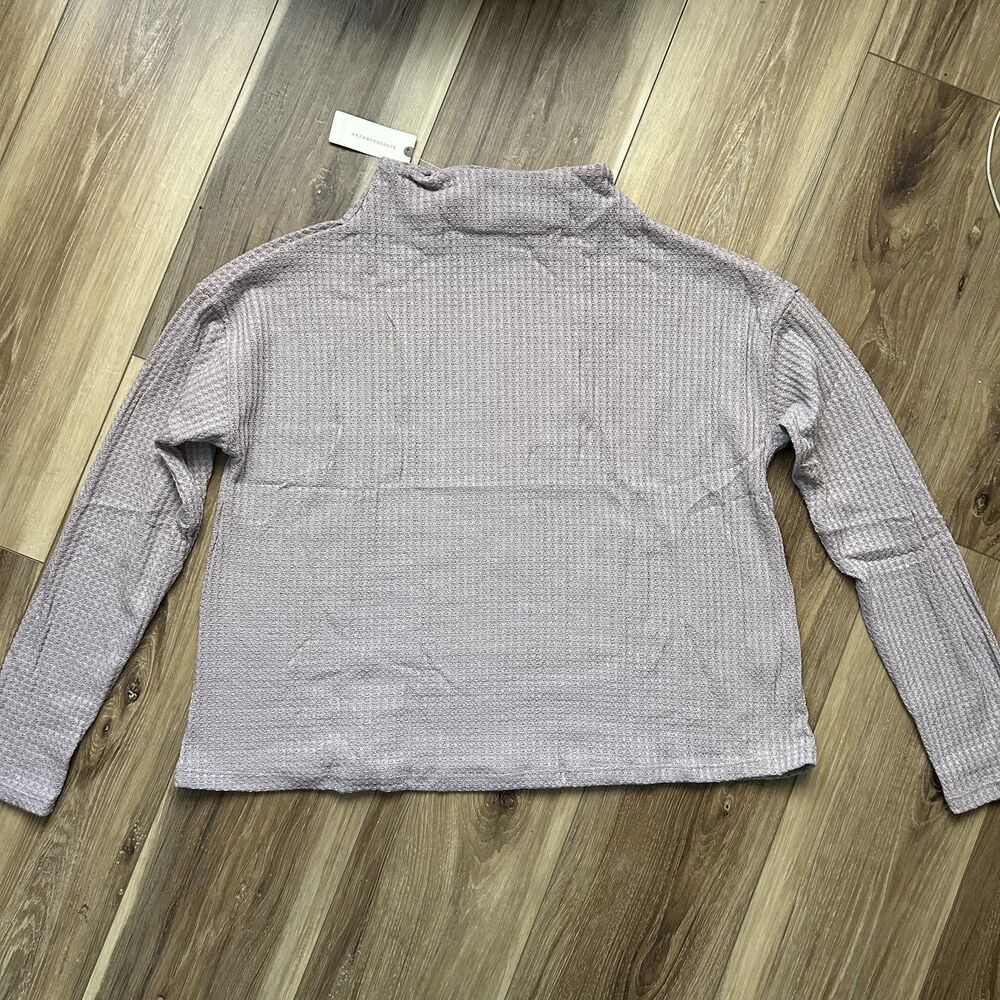 NWT Sunday in Brooklyn Anthropologie Rose Purple Waffle Knit Mock Neck Top L